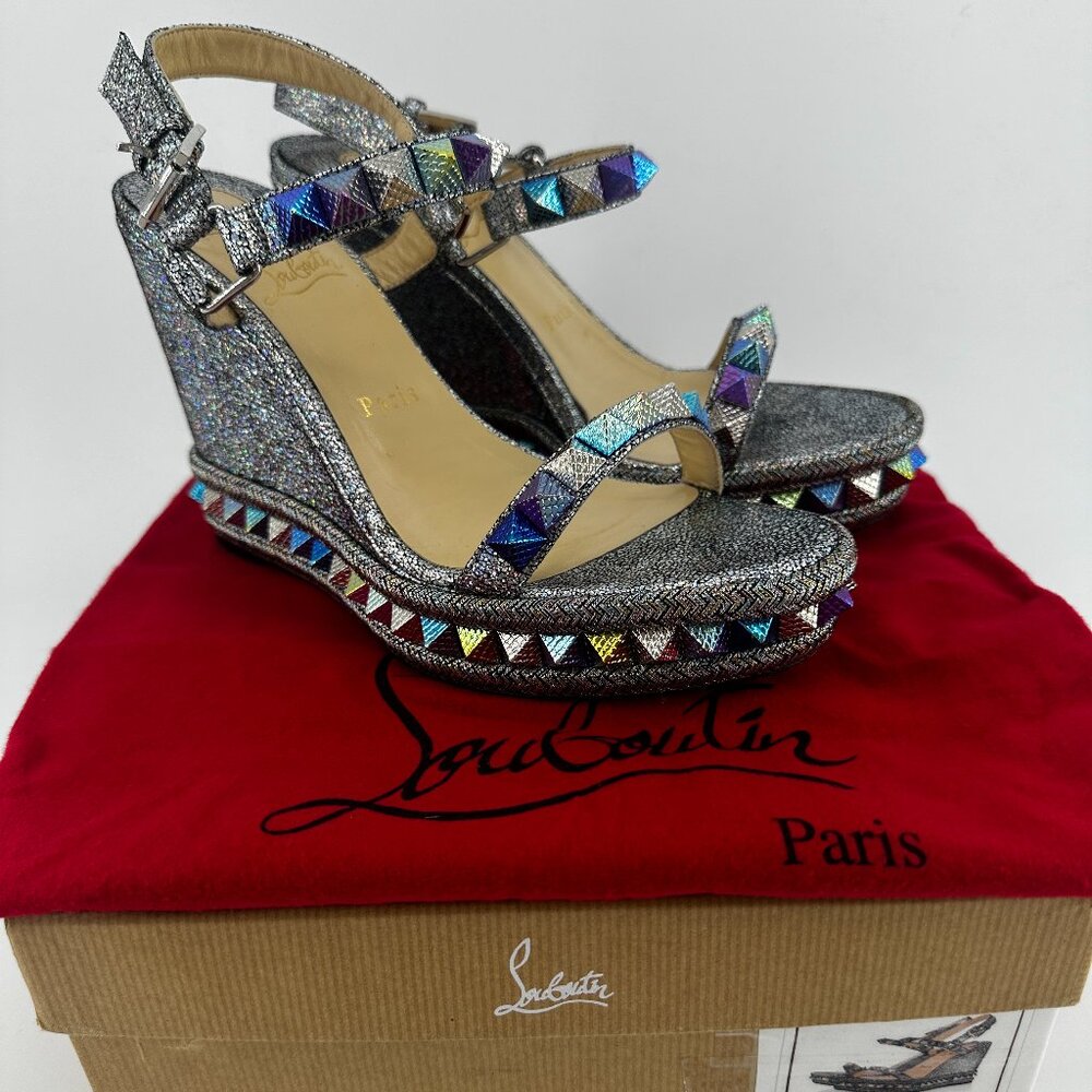 Louboutin Metallic Sparkle Nappa Mica Pyraclou 110 - Size 39
